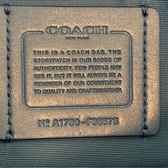 COACH Blue Pebble Leather Handbag with Shoulder Strap Brass Colored Hardware - Picture 10 of 10